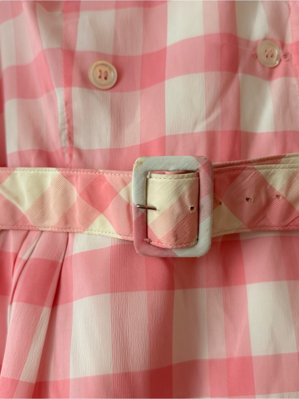 Sue Brett True Vintage Pink Gingham Belted A-Line Dress Barbie Size 6 - Picture 2 of 4